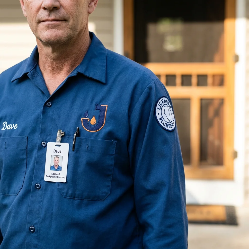 Licensed plumber showing ID badge in Harleysville, PA