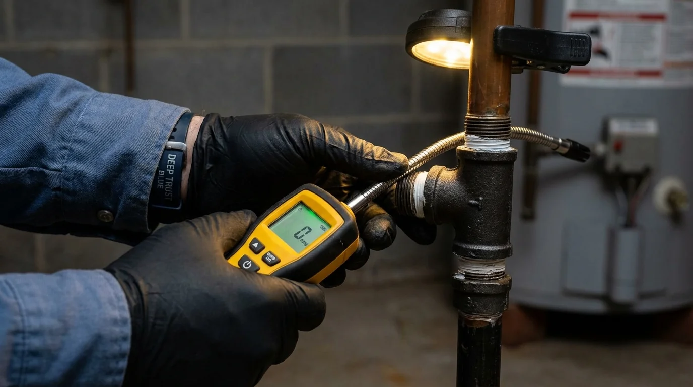 Gas leak detection with electronic sniffer by Johns Plumbing LLC in Harleysville