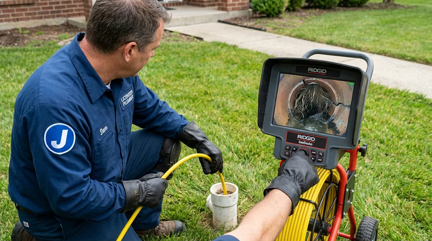Sewer camera inspection being performed by Johns Plumbing LLC in Harleysville